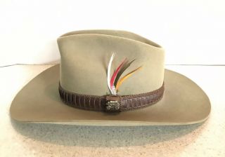 Vtg Stetson Cattleman 3x Beaver Cowboy Hat Felt Xxx Sz 7 Feather Stagecoach Pin