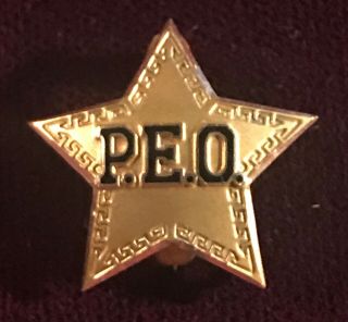 Vintage Peo Sisterhood Pin 10k Gold & Enamel