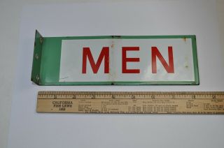 Vintage Antique Porcelain Two - Sided Gas Station Sign " Men " Restroom Bathroom