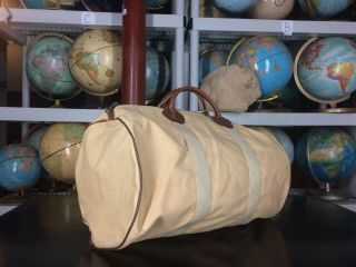 Vintage Ll Bean Medium Duffle Gym Travel Luggage Bag Medium Canvas Leather Usa