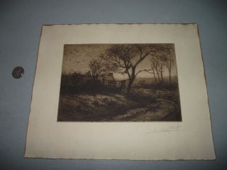 Vintage Art Drawing/print/etching Round Stamped And Signed By Millet