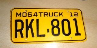 Vintage Missouri 1964 Truck License Plate Rkl - 801,  Single Plate Year