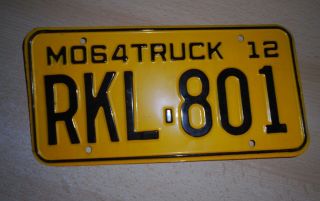 Vintage Missouri 1964 Truck License Plate RKL - 801,  single plate year 2