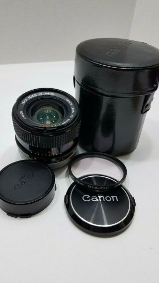 Vintage Canon Fd 24mm 1:2.  8 S.  S.  C.  Lens - Made In Japan W/ Leather Case