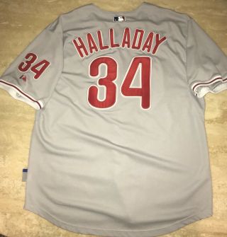 Vintage Roy Halladay Majestic Philadelphia Phillies Jersey Size 50 Mlb Hof Phi
