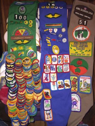 Vintage Early 90s Girl Scout Sashes And Badges / Patches & Pins - Kansas