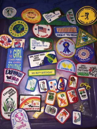 Vintage Early 90s Girl Scout Sashes And Badges / Patches & Pins - Kansas 5