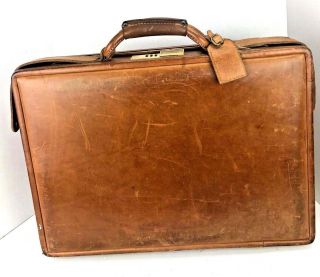 Vintage Hartmann Brown Leather 4.  5 " Belting Leather Tan Briefcase Attache Case