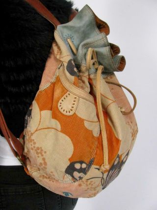 Lucky Brand Corduroy Leather Backpack Butterfly Vintage Weekend Bag Tote Purse