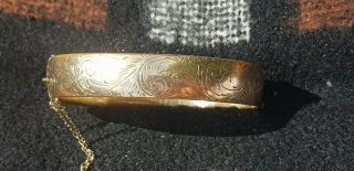Vintage Gold Bracelet 9ct Gold Metal Core Bangle With Engraved Decoration
