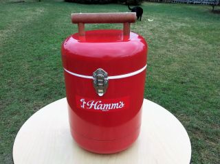 Vintage Hamms Beer Cooler Oval Upright Lift Top With Great Interior