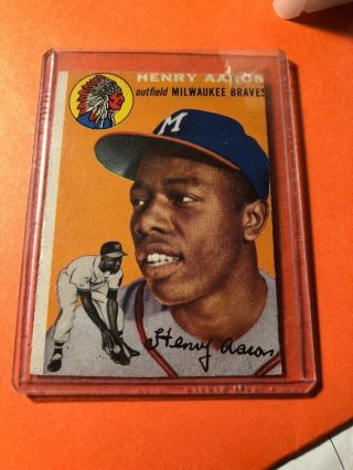 Authentic Rare 1954 Topps Hank Aaron Rookie Card 128 Baseball Card
