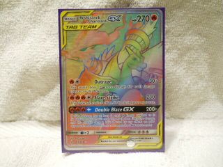 Pokemon Card Hyper Rare Reshiram & Charizard Tag Team Gx Rainbow Tcg 217/214