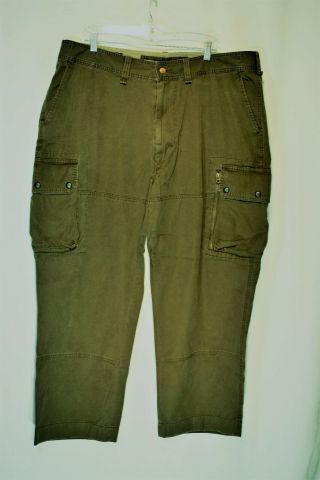 Polo Ralph Lauren Mens Cargo Pants Olive Green 42x30 Actual 41x30 Vintage Look