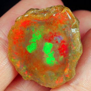 27.  7ct Natural Ethiopian Crystal Black Opal Play Of Color Rough Specimen Ysjg876