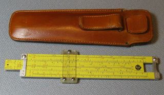 Vintage Pickett Model N600 - Es Metal Slide Rule,  Leather Case With Pocket Clip
