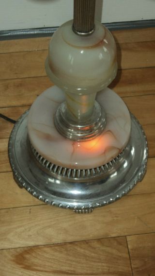 Vintage Chrome Lighted Foor Ashtray Slag Glass Smoking Stand CLOCK 5