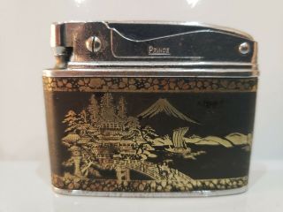Vintage Prince Lighter Collectible.  Japanese Scene,  Domascene,  Automatic