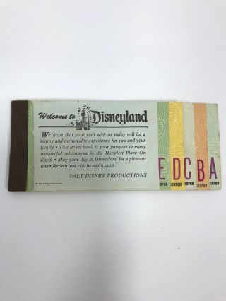 Vintage Disneyland Ticket Book Walt Disney Productions 734 Globe Ticket Rare