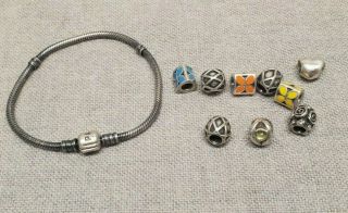Vintage Sterling Silver Pandora Bracelet With Charms