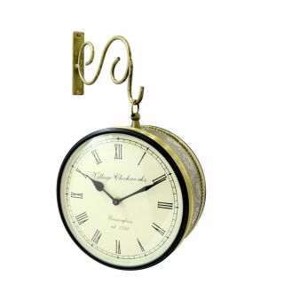 Handmade Vintage Double Sided Analog Brass & Metal Wall Clock