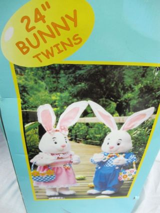 24 " Bunny Twins Boy Girl Easter Display Mr Mrs Rabbit Vintage