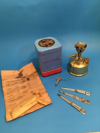 Vintage Brass Optimus No.  80 Backpacking Stove In Tin Case