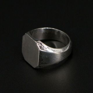 VTG Sterling Silver - Solid Modern Engraveable Signet Men ' s Ring Size 10 - 12g 4