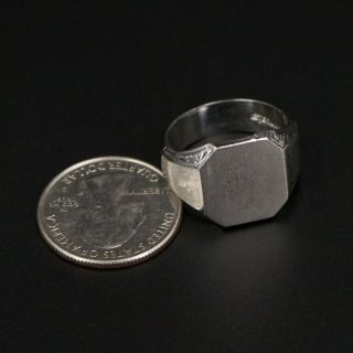 VTG Sterling Silver - Solid Modern Engraveable Signet Men ' s Ring Size 10 - 12g 5