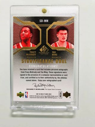 YAO MING TRACY MCGRADY 2007 SP GAME DUAL AUTO d 6/25 HOF RARE 2