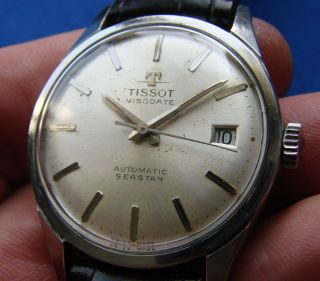 VINTAGE MEN ' S TISSOT VISODATE AUTOMATIC SEASTAR WRISTWATCH 21 JEWELS 2