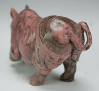 Vintage African Carved Pink Jasper Stone Rhinoceros Rhino Statue Figurine DFC 3