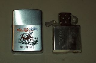 Vintage 1972 Zippo Lighter w/ Box Etched 5 Color PHILIPPINES Unfired 7