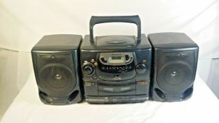 Vtg Philips Magnavox Az2100 Am/fm Cassette Cd Player Radio Boombox Bass Reflex