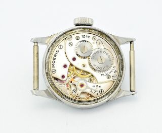 Vintage MOERIS,  Borgel FB steel screw case,  radium dial,  40 ' s men ' s watch 2
