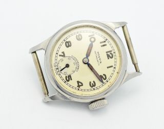 Vintage MOERIS,  Borgel FB steel screw case,  radium dial,  40 ' s men ' s watch 8