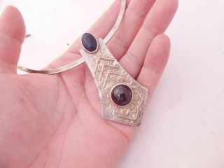 Silver Garnet Amethyst Collar Necklace,  Large Designer Gd