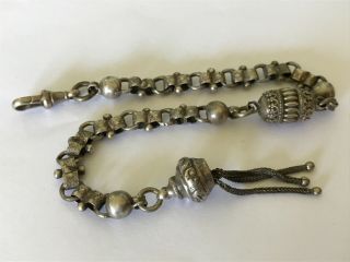 Antique Victorian 1890’s Silver Ladies Albertina Pocket Watch Chain Bracelet.