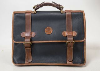 Timberland Heavy Leather Messenger Bag Laptop Briefcase Brown Black Vintage