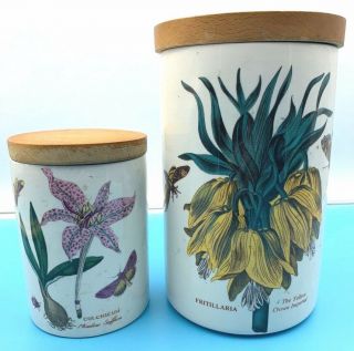 Vintage Botanic Garden By Portmeirion 2 Canisters Yellow Crown Meadow Saffron