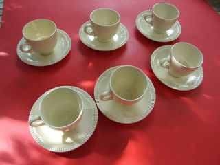Antique Clarice Cliff Newport Pottery England Cups & Saucers Set Of X 6 Vintage
