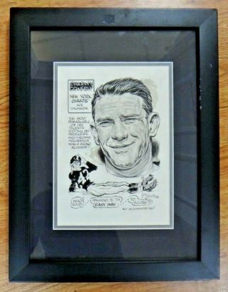 Rare Charley Conerly Framed Pen And Ink Drawing By Tex Coulter 13x17