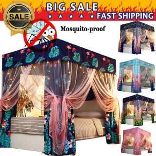 Flamingo Lightproof Four Corner Bed Curtain Canopy,  Mosquito Net,  Bed Frame Post