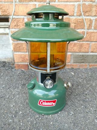 Vintage Coleman 228h Lantern 1973 Amber Pyrex Globe Usa