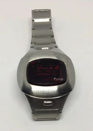 Vintage Pulsar P4 Executive Digital Led Time Computer Watch Solid Band 4 Repair
