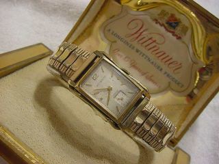 Vintage Gold Fd Larg Antique Art Deco Wittnauer Hourglass Curvex Mens Watch,  Box