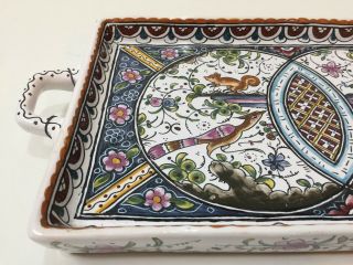 Vintage Real Ceramica Estrela de Conimbriga Portugal Hand Painted Serving Tray 4