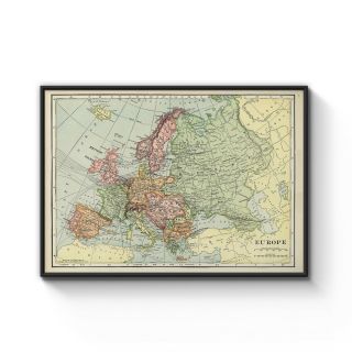 1901 Map Of Europe Old Vintage Historical Map Art Poster Print Framed - Choose