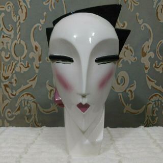 Lindsey B Balkweill Myng Inspired Ceramic Head Bust Art Deco Vintage 80s White