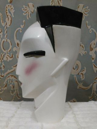 Lindsey B Balkweill Myng Inspired Ceramic Head Bust Art Deco Vintage 80s White 2